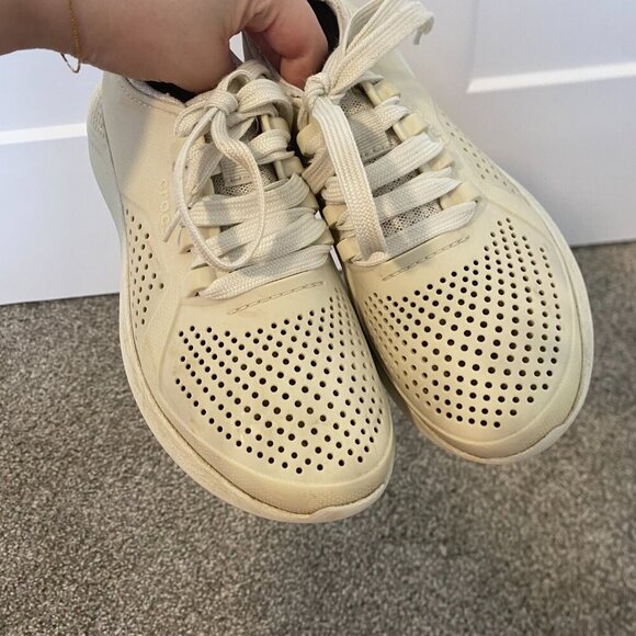 Crocs Literide Pacer Tennis Shoes Off White Sneakers Kids Size 3 - 3.5 - Picture 3 of 6